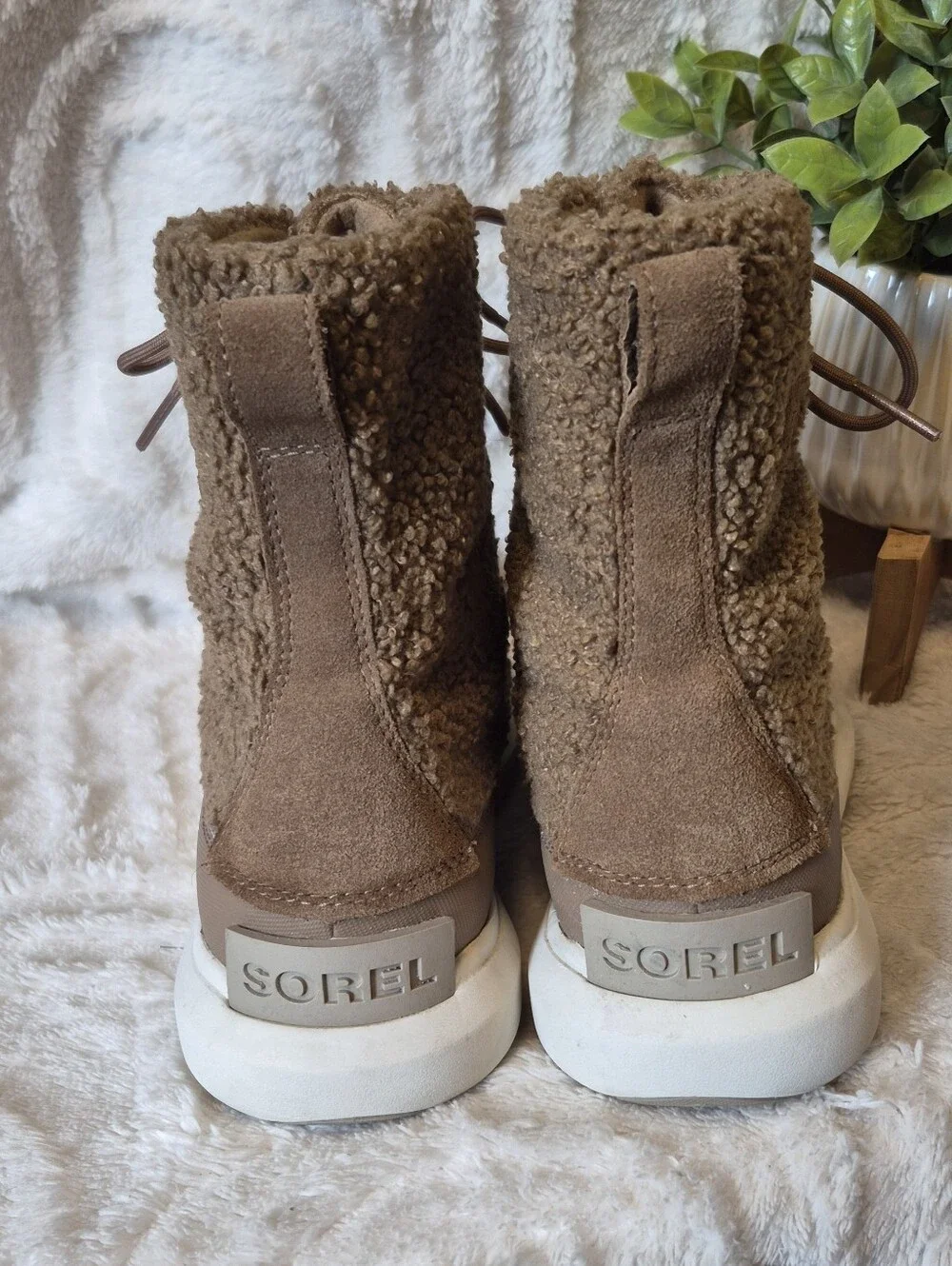 Sorel Explorer II Joan Cozy Boots Brown Sherpa Fleece Waterproof Insulated Sz 11